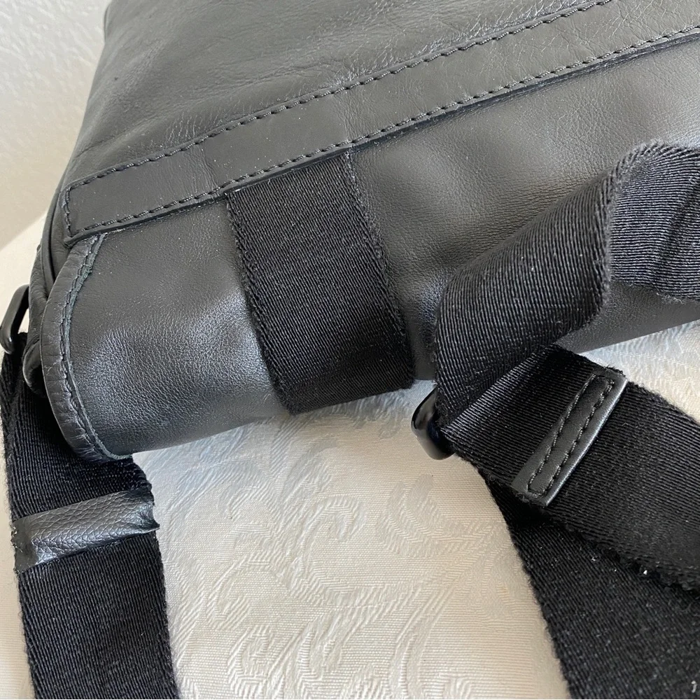 Burberry black leather messenger bag